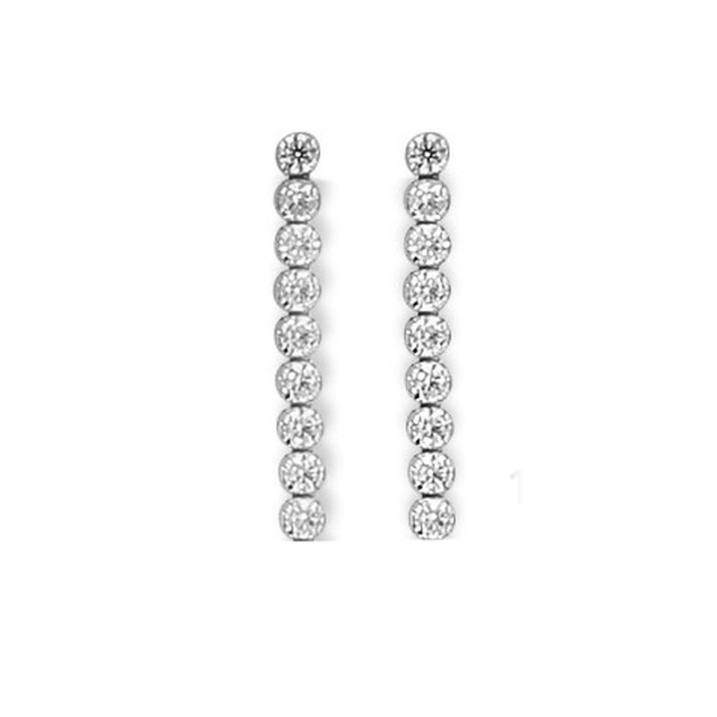 Boucles d'oreilles argent pendantes et cristal