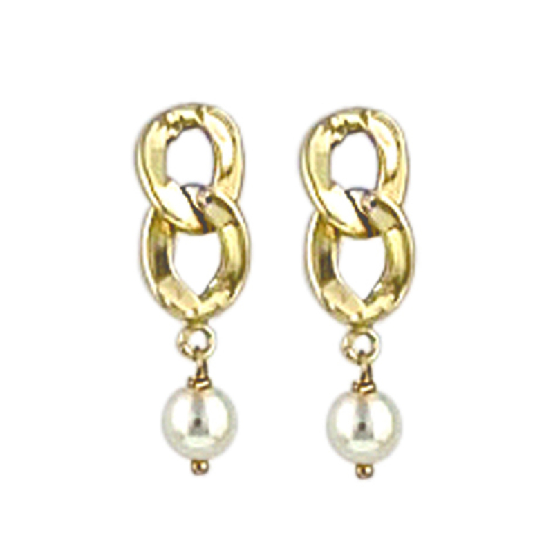 Boucles d'oreilles pendant argent doré sur poussette