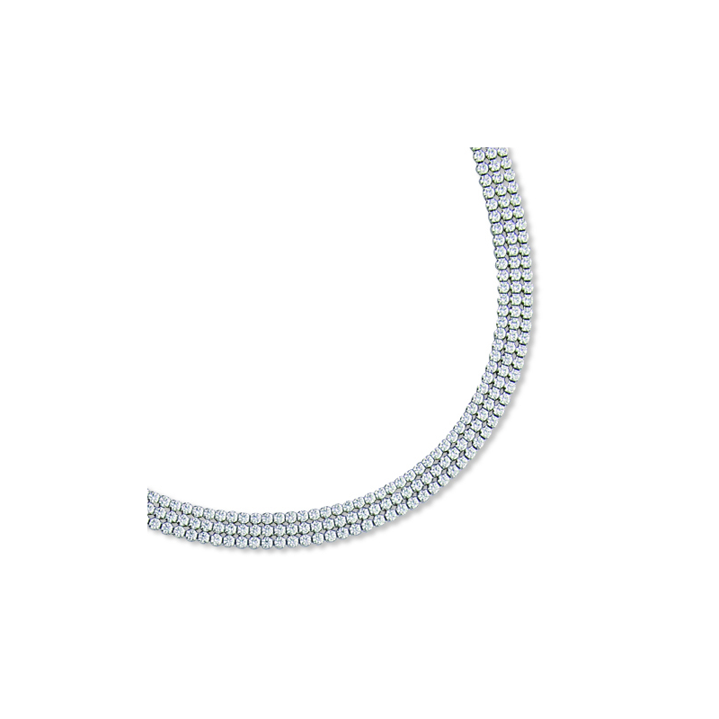 Collier Argent et oxyde blanc ,3 rangs 43cm