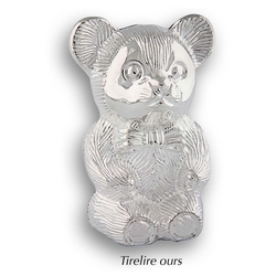 Tirelire ours en métal argenté