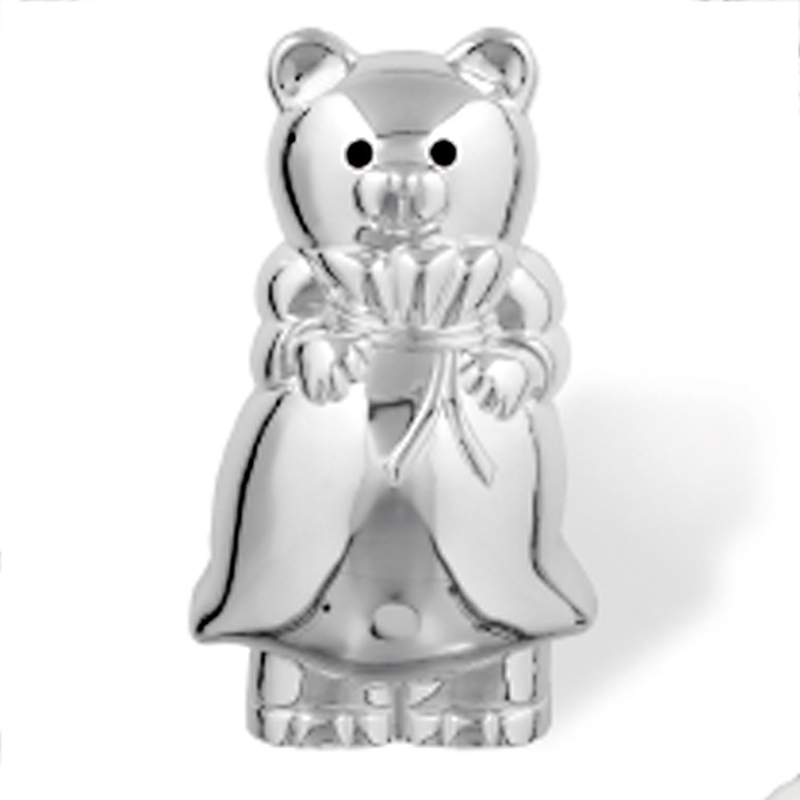 Tirelire ours à graver en métal argenté