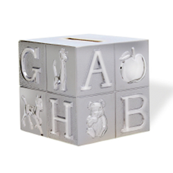 Tirelire cube en métal argenté
