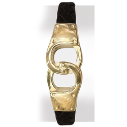 Bracelet menottes cuir et...