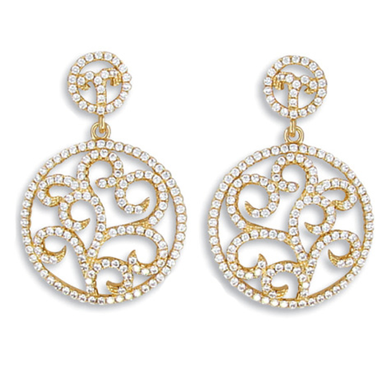 Boucles d'oreilles pendantes plaqué or et oxyde de zirconium