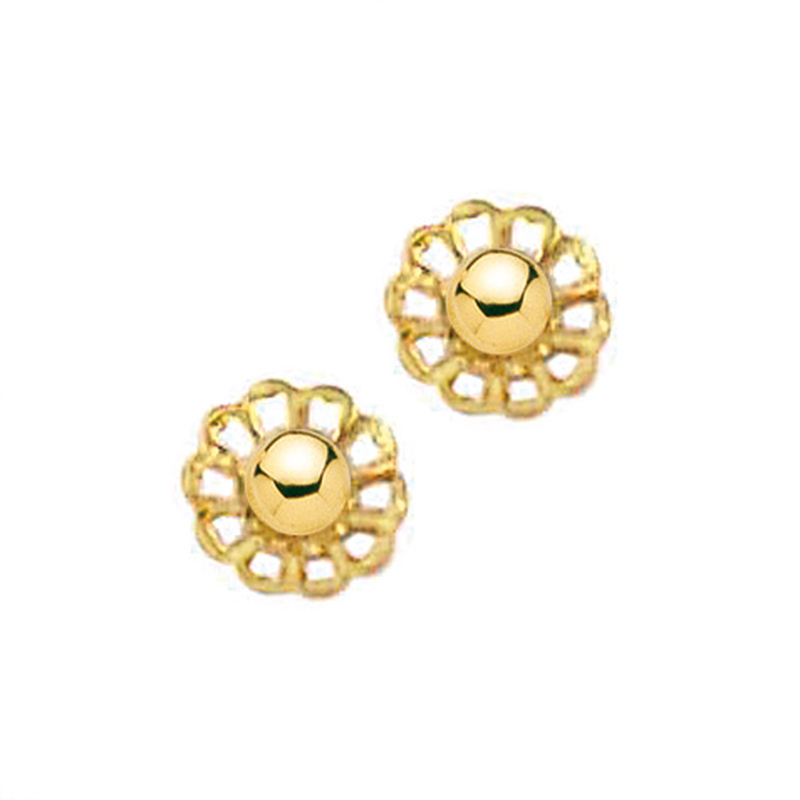 Boucles d'oreilles boules et dentelle plaqué or
