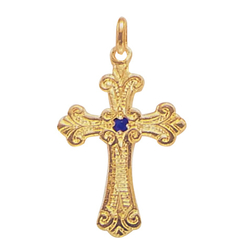 Pendentif croix et saphir...