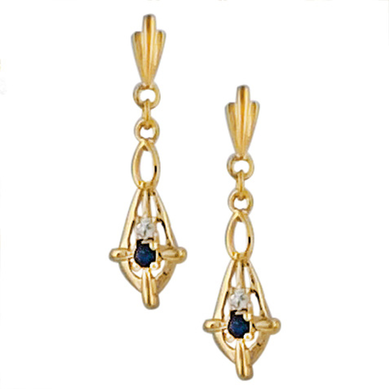 Boucles d'oreilles pendantes et saphir