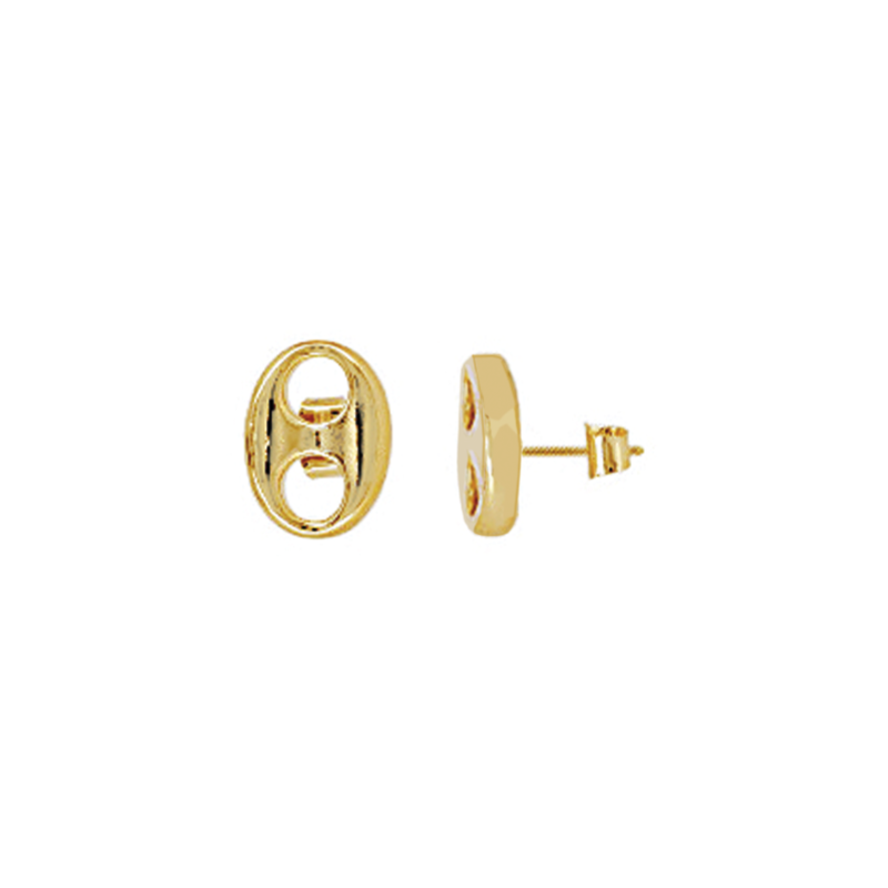 Boucles d'oreilles grain de caf&eacute; plaqu&eacute; or