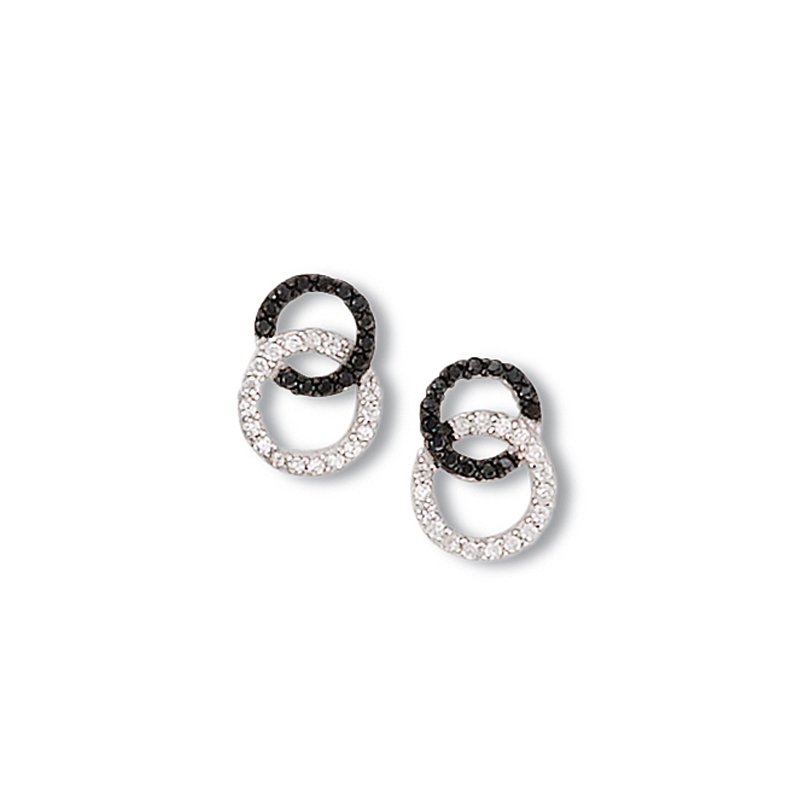 Boucle d'oreille argent oxyde noir et blanc