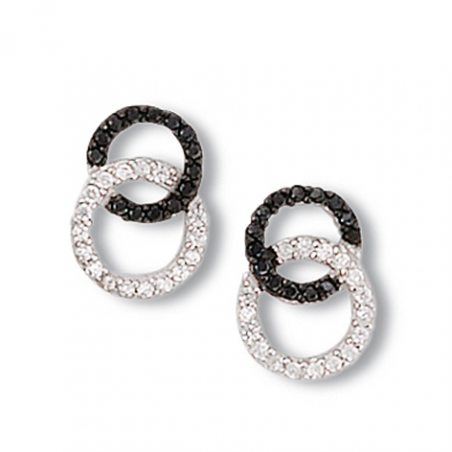 Boucle d'oreille argent oxyde noir et blanc