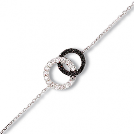 Bracelet argent oxyde noir et blanc en 18 cm mise à longueur 16/17 cm