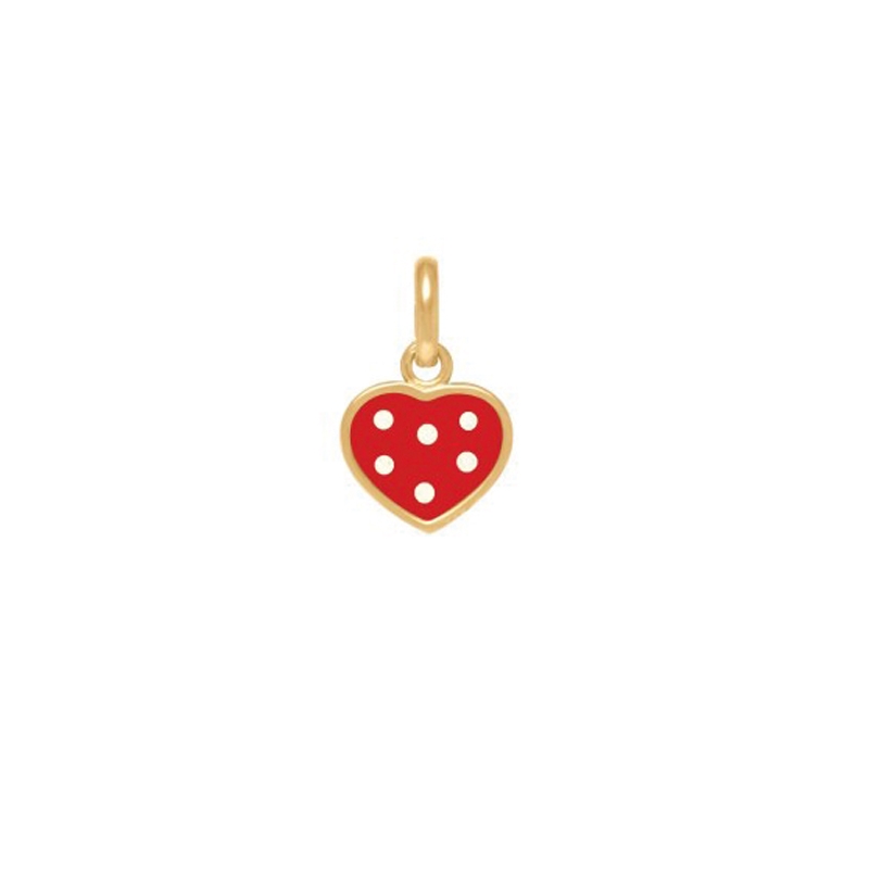 Pendentif c&oelig;ur plaqu&eacute; or et &eacute;mail rouge