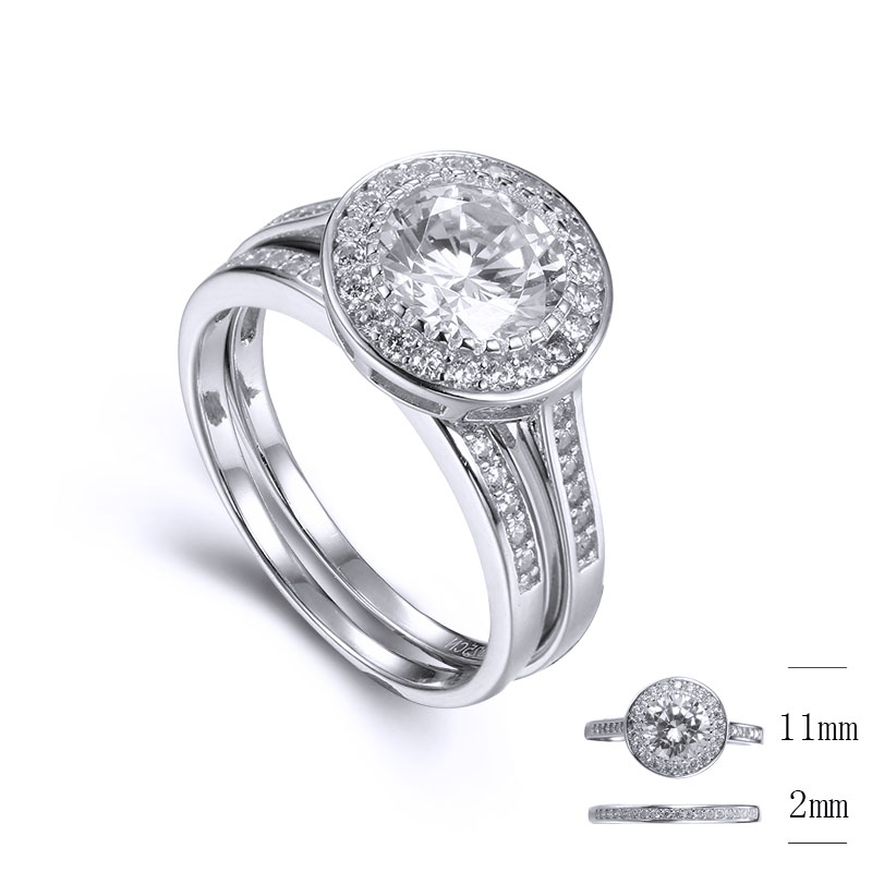 Bague argent double et oxyde de zirconium