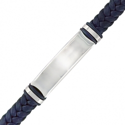 Bracelet acier et cuir noir...