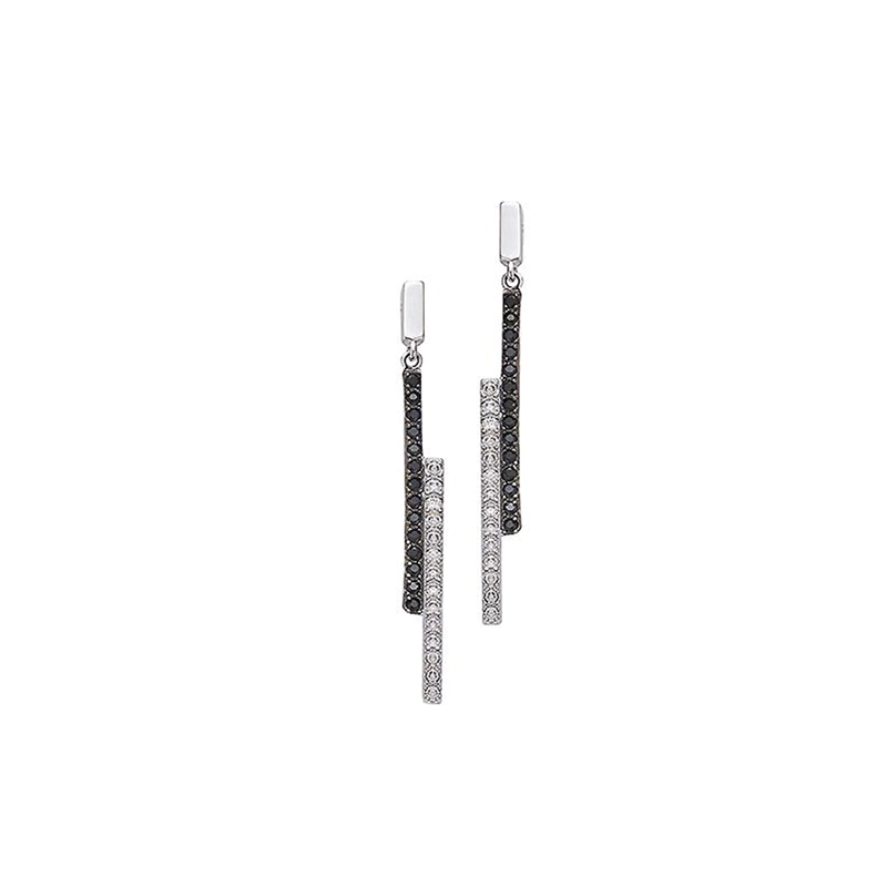 Boucle d'oreilles argent pendantes et oxyde de zirconium teint&eacute;