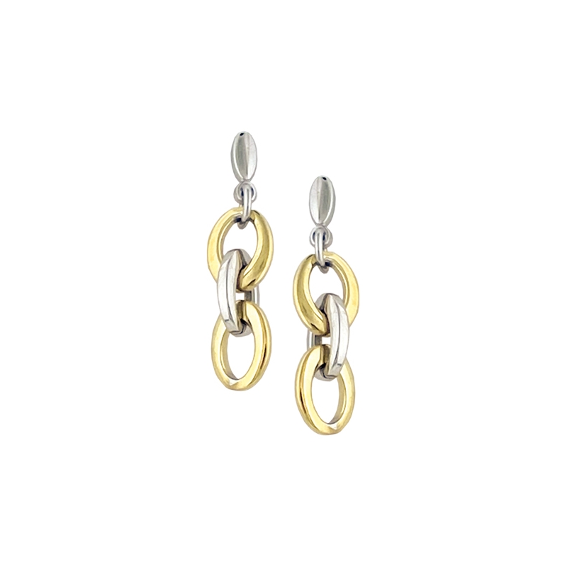 Boucle d'oreilles pendantes en acier bicolore