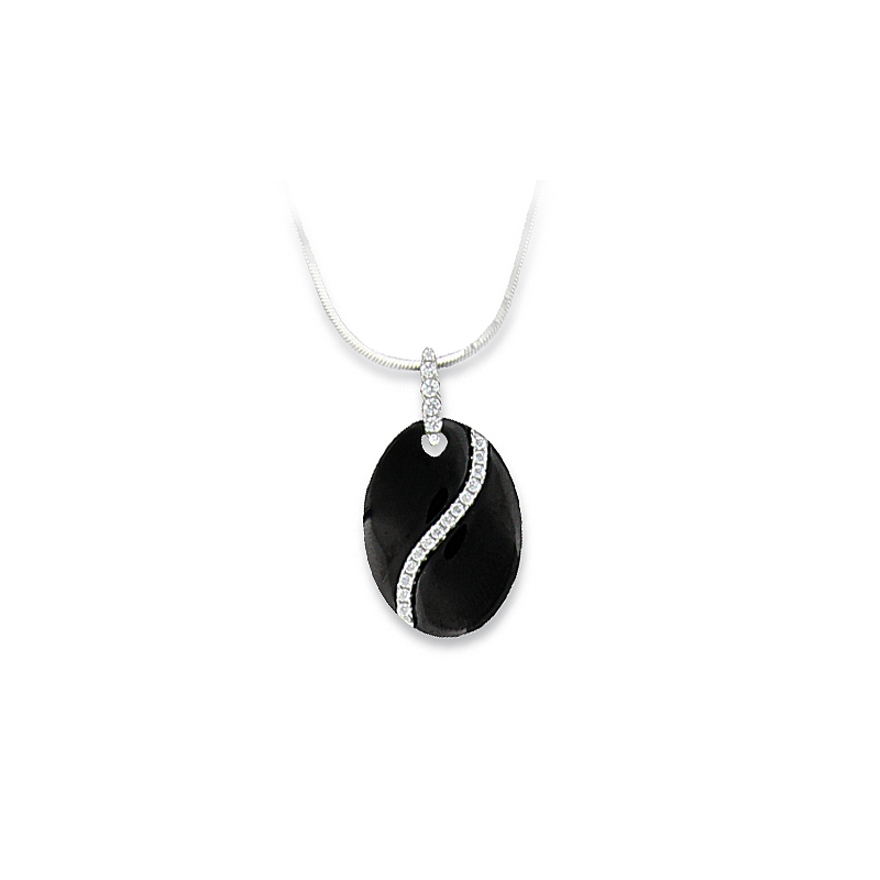 Pendentif argent oxyde et céramique noire