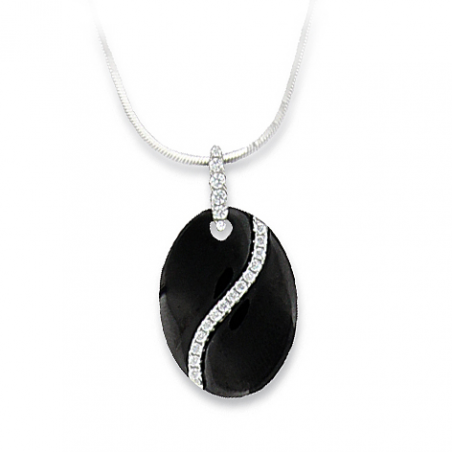 Pendentif argent oxyde et céramique noire