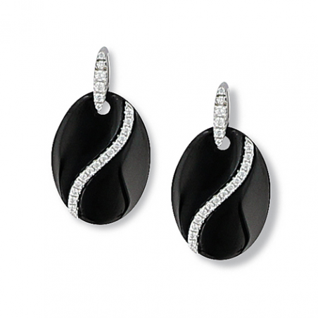 Boucle d'oreille argent oxyde et céramique noire