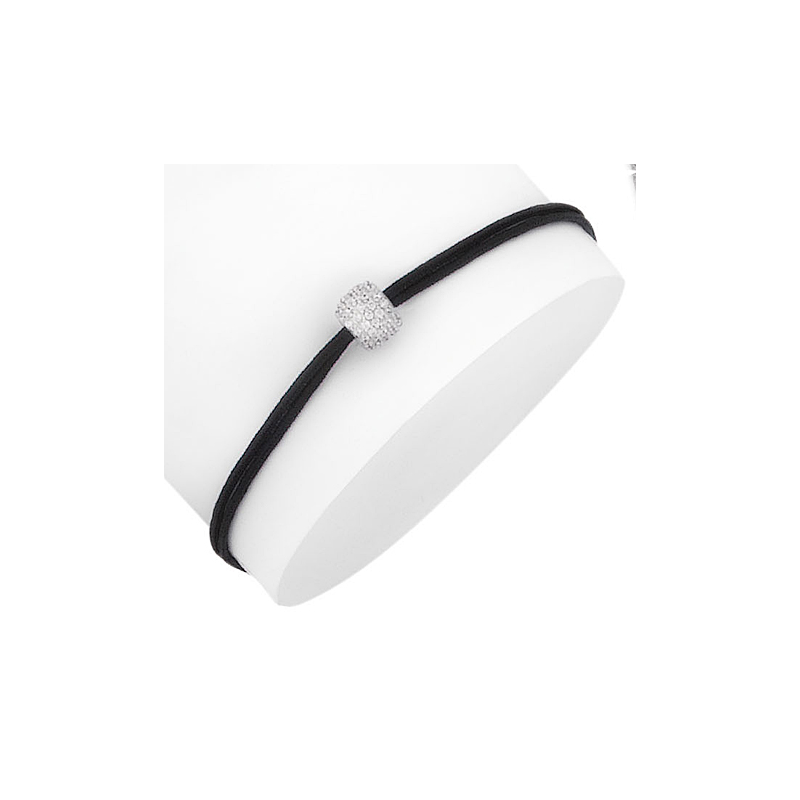 Bracelet reglable cordon synthetique Argent,oxyde blanc boule