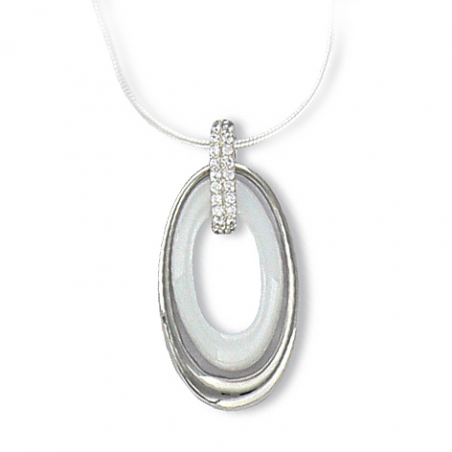 Pendentif argent oxyde et céramique blanche 