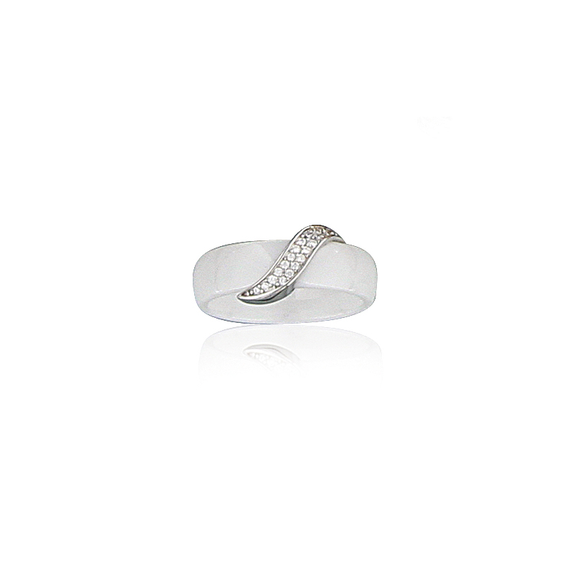 Bague argent oxyde et céramique blanche  T50 à 60 de 2 en 2