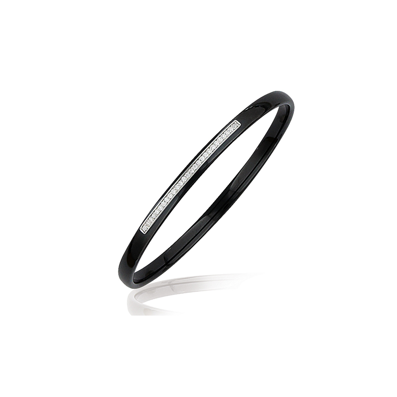 Bracelet argent oxyde et céramique noire en Ø 60