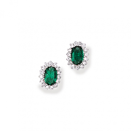 Boucle d'oreille argent oxyde et oxyde vert