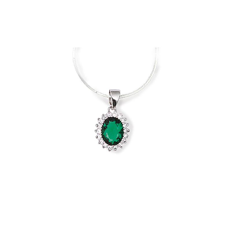 Pendentif argent oxyde et oxyde vert