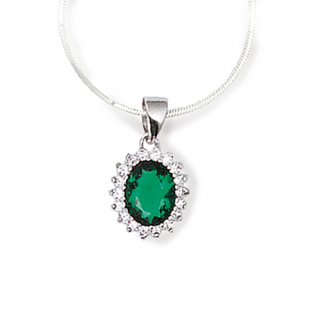 Pendentif argent oxyde et oxyde vert